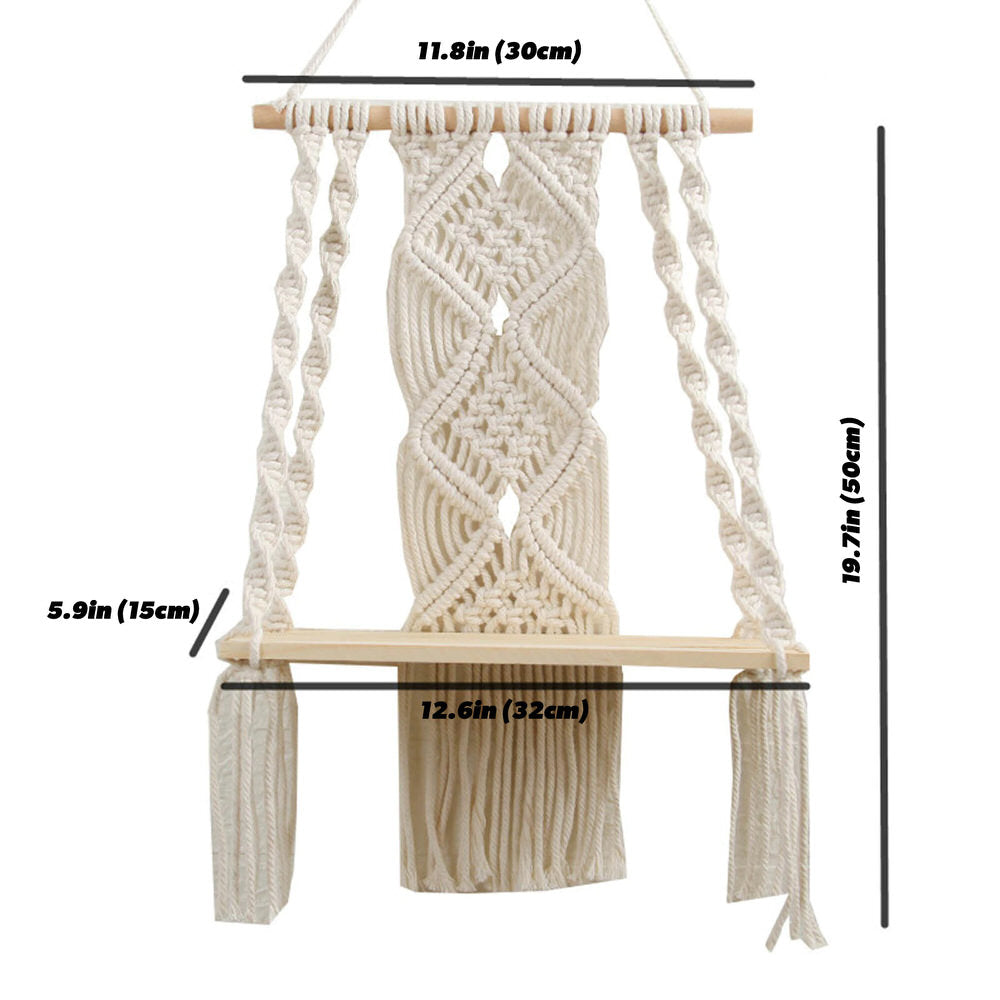 macrame wall hanging shelf boho aesthetic room decor roomtery