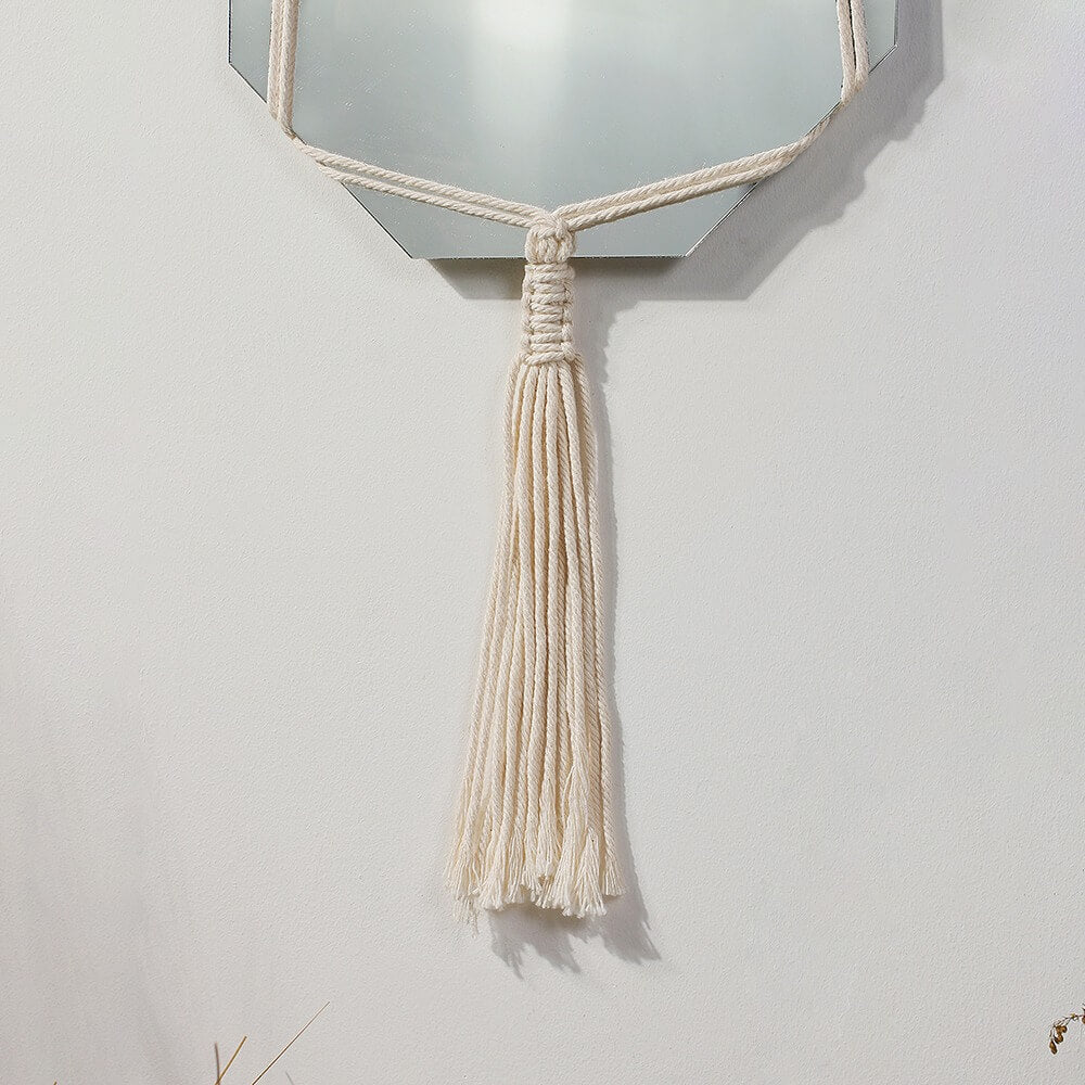 boho aesthetic wall hanging macrame decorative mirror roomtery