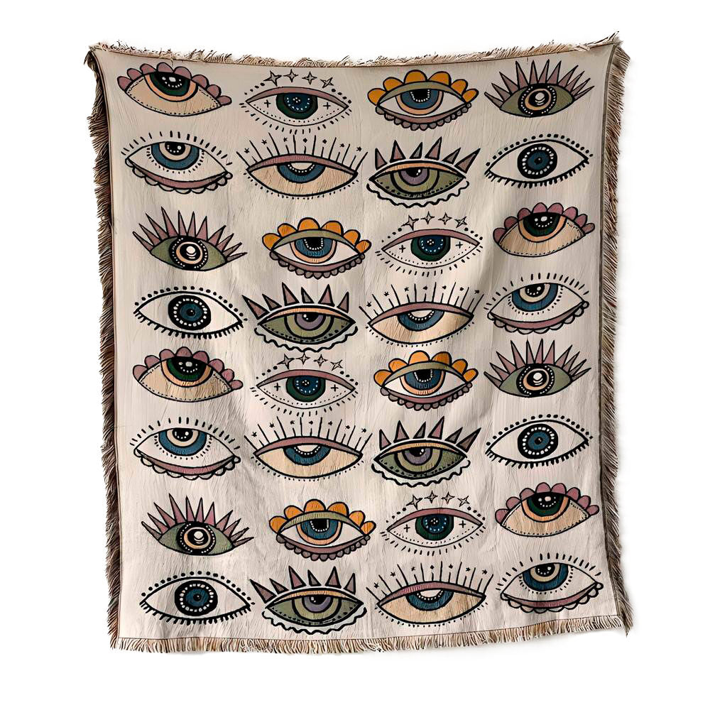 magic eyes knitted woven throw blanket fairycore aesthetic room decor roomtery