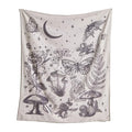 night magic forest flora and fauna monochrome tapestry fairycore aesthetic room decor roomtery