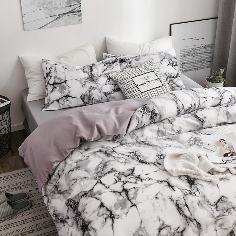 trending viral marble duvet cover bed sheets aesthetic bedding set roomtery