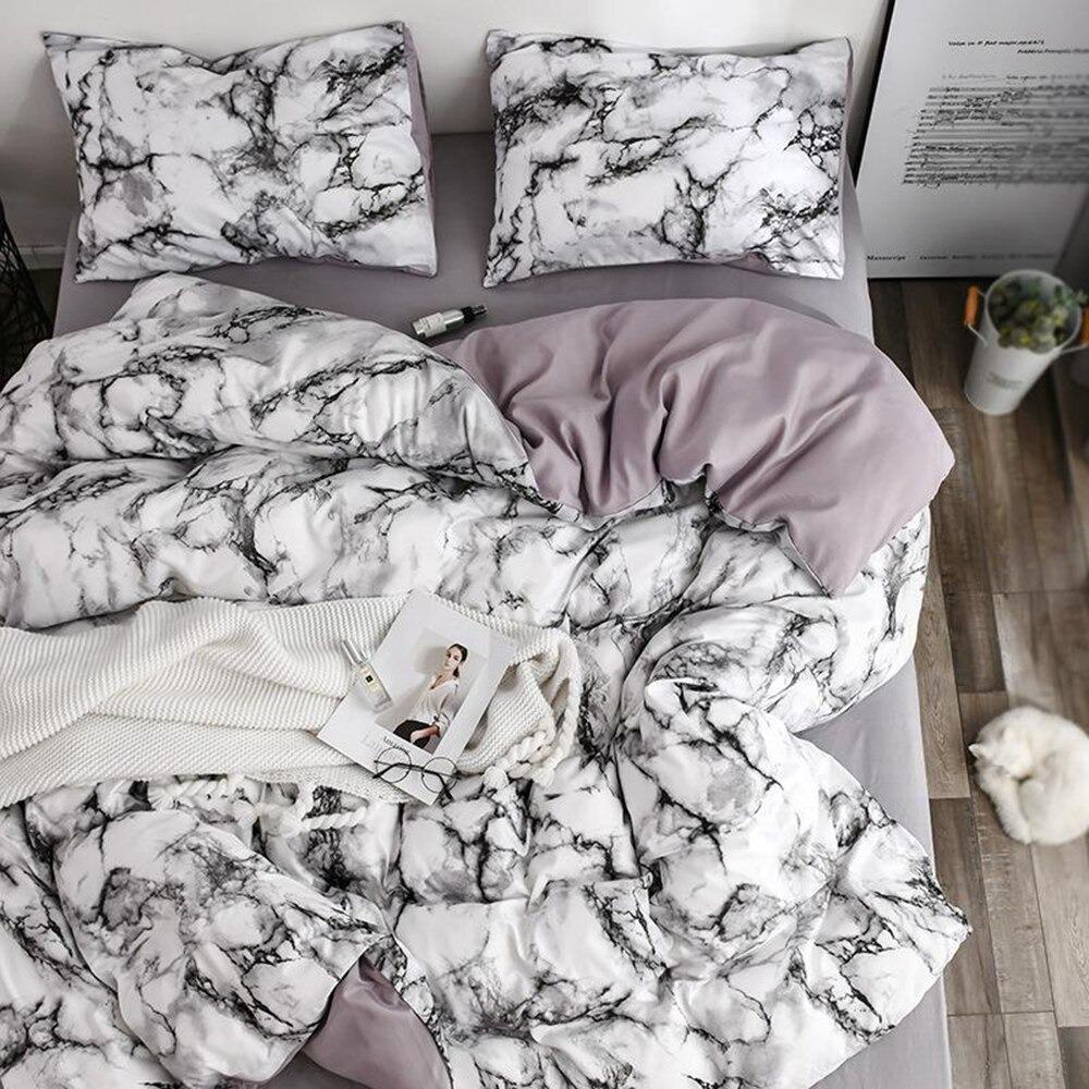 trending viral marble duvet cover aesthetic bedding set roomtery