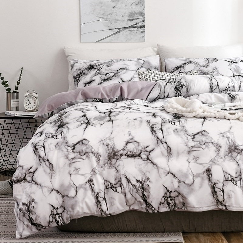 trending viral marble duvet cover bed sheets aesthetic bedding set roomtery