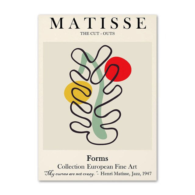 matisse cutouts outline canvas wall art aesthetic posters roomtery