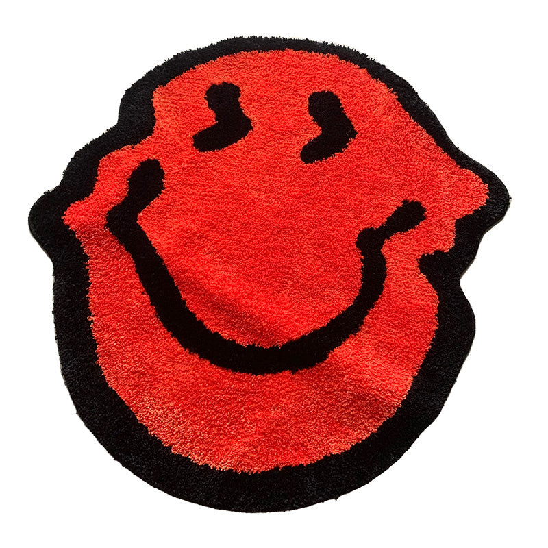 melting smiley indie aesthetic fluffy accent rug roomtery