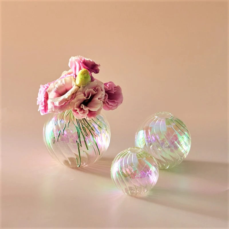 Spiral Glass Mini Ball Vase (3 Pack)
