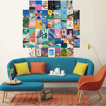minimal modern art posters wall card collage kit
