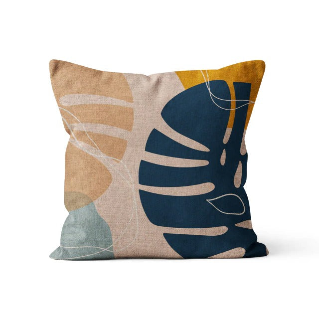 boho aesthetic outline leaves print cushion cover pillowcases roomtery
