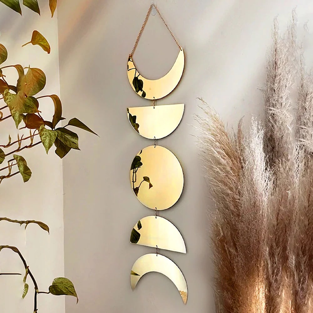 gold mirror moon phases wall decor roomtery