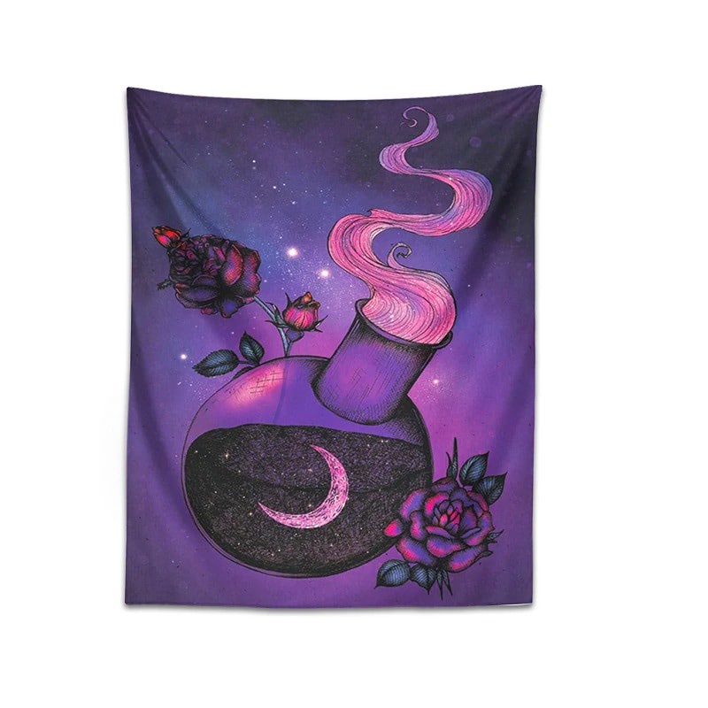 witch aesthetic wall hanging tapestry moon potion print roomtery