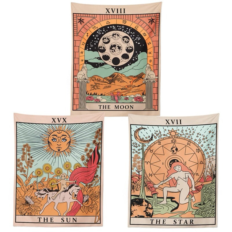 3 Big store Tarot Tapestry, Sun Moon and Star