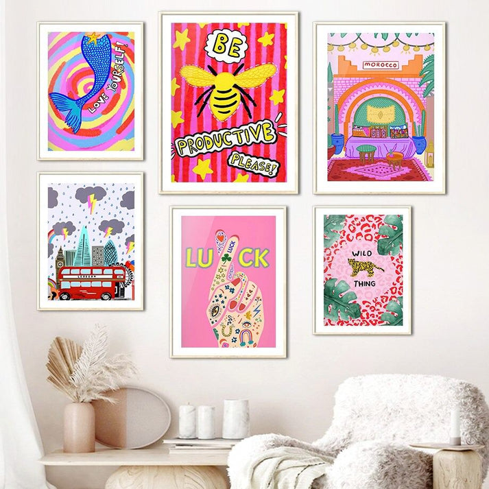 Preppy Cities Bright Canvas Posters - Shop Online on roomtery