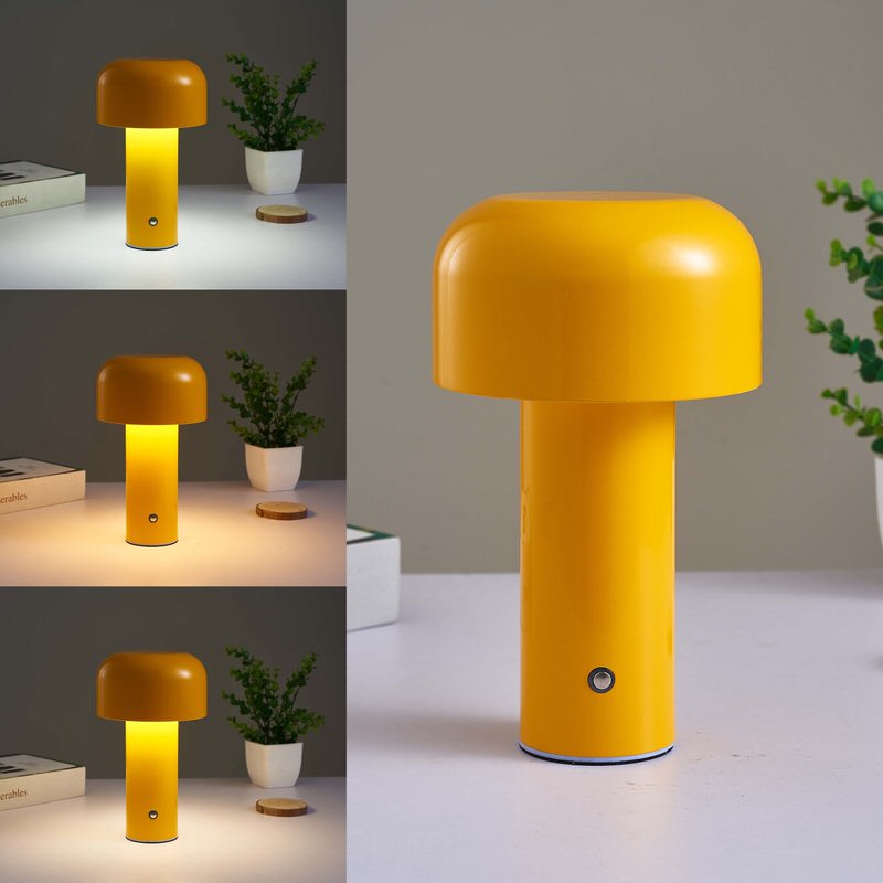 modern aesthetic mushroom rechargeable metal table lamp Night Light Portable Cordless Touch Rechargeable Decor Lamp USB Bedside Lamp Desktop Lamp