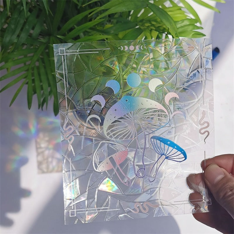 sunlight sun catcher stickers window rainbow light sticker mushroom aesthetic print roomtery