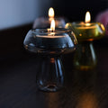 colored glass mushroom shaped tealight candle holder aesthetic room decor roomtery