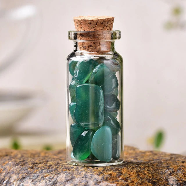 green agate natural crystals decor flask desk accessory fairycore aesthetic room roomtery
