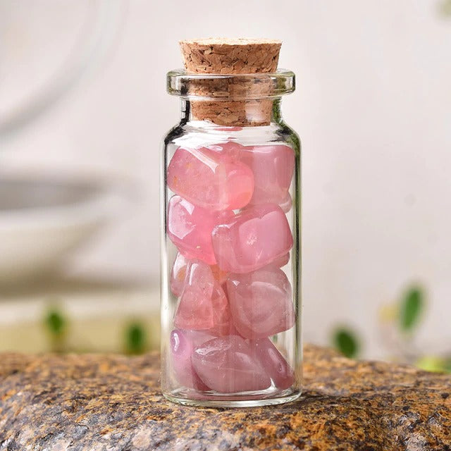 rose quartz natural crystals decor flask desk accessory fairycore aesthetic room roomtery