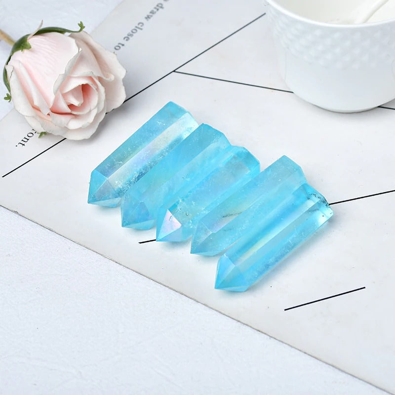 natural blue quartz pointing tower crystal aesthetic decor roomtery