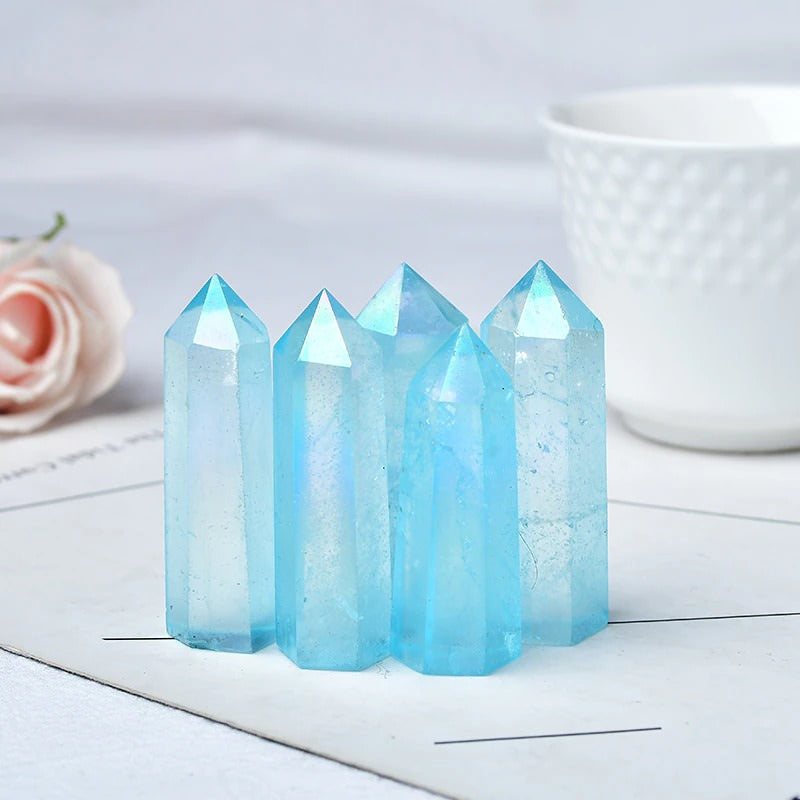 natural blue quartz pointing tower crystal aesthetic decor roomtery