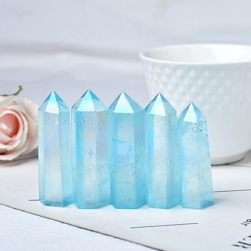 natural blue quartz pointing tower crystal aesthetic decor roomtery