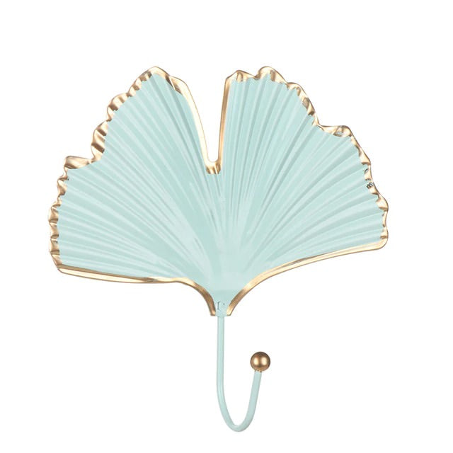 golden leaf shaped brass metal wall hanging key hook holder roomtery aesthetic room decor