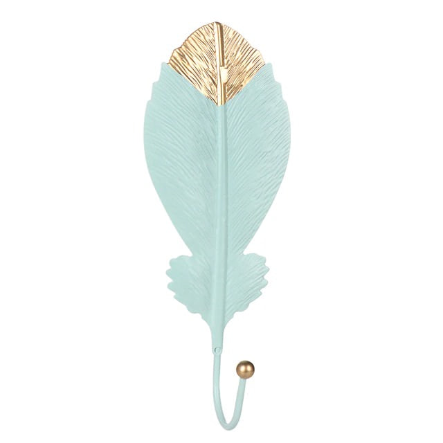 golden leaf shaped brass metal wall hanging key hook holder roomtery aesthetic room decor