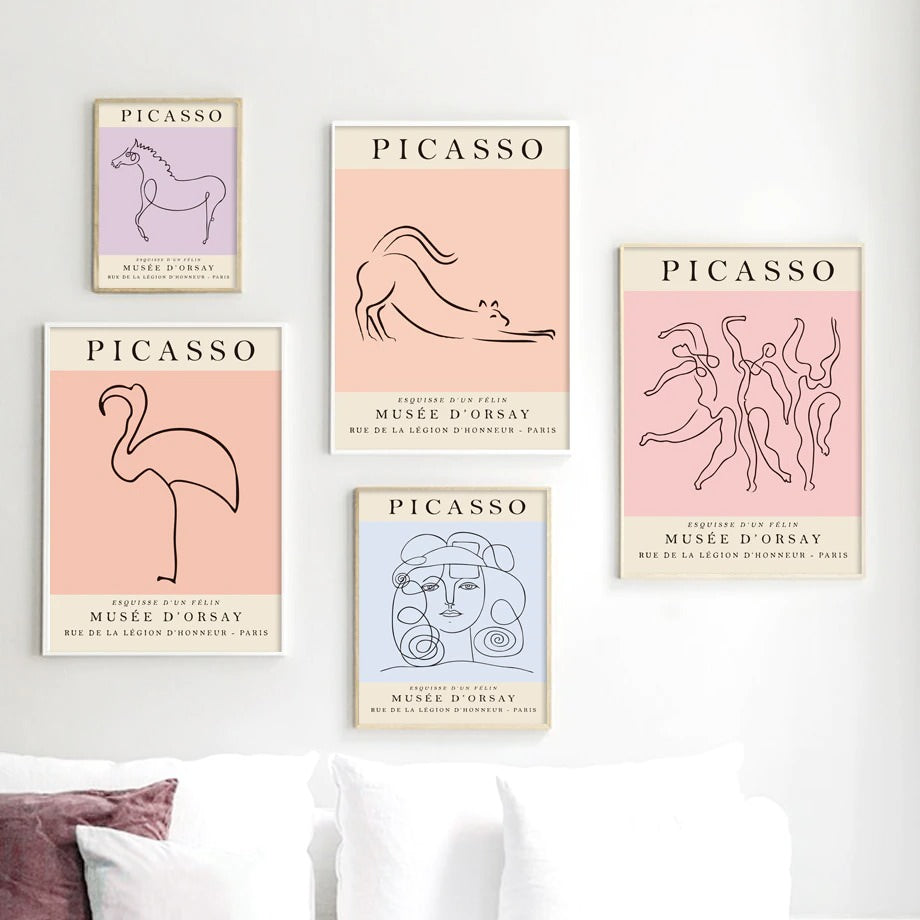 pastel color outline aesthetic art hoe canvas wall art print picasso aesthetic posters roomtery