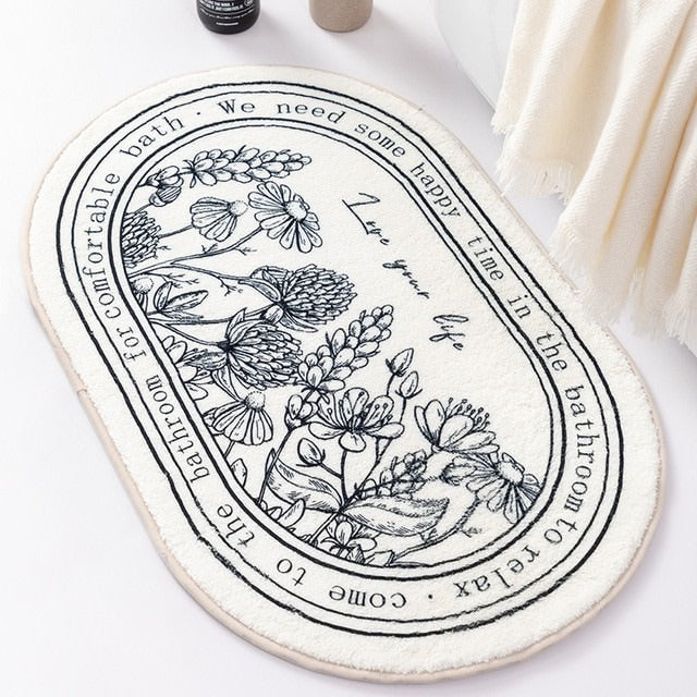 Outline Flowers Bath Mat - Shop Online on roomtery