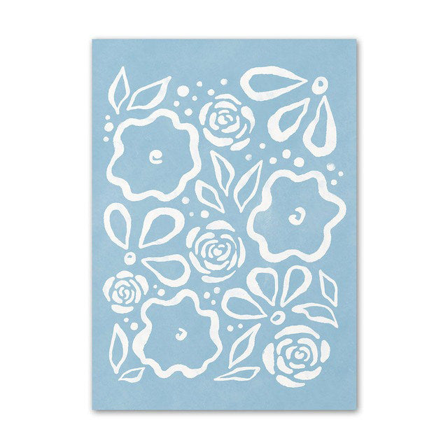 pale blue aesthetic canvas wall art pastel flower poster roomtery
