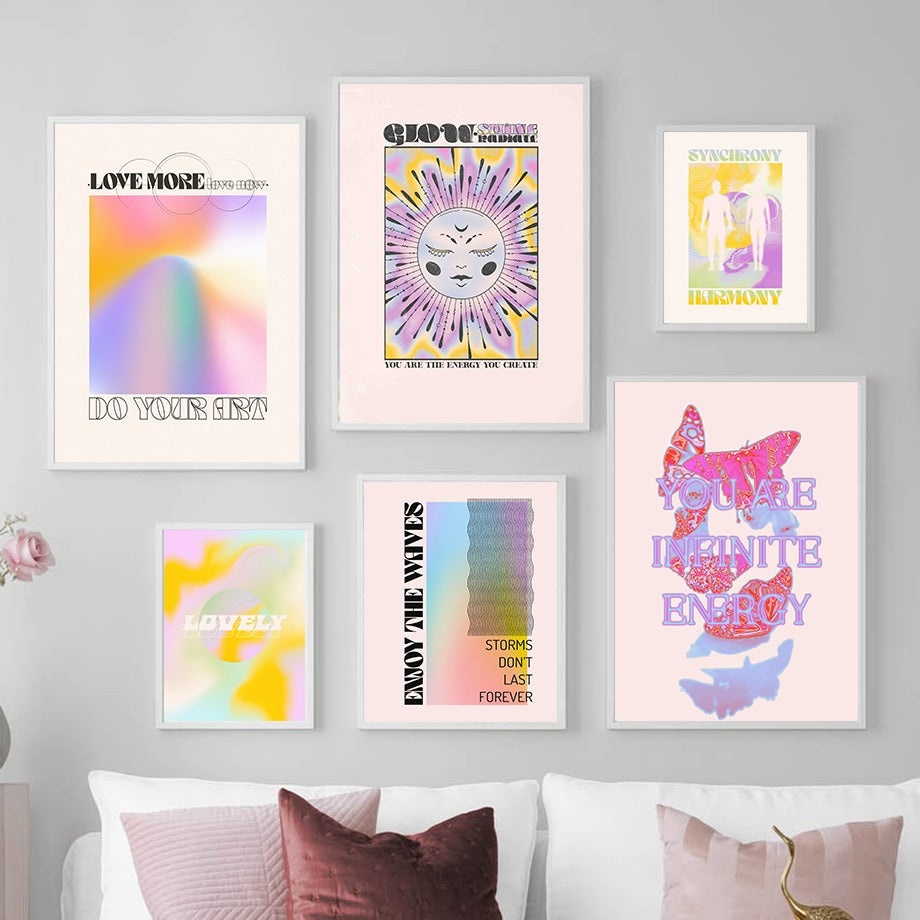 vintage pale gradient canvas wall art aesthetic posters with quotes roomtery