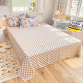 pastel brown flowers pattern and checkerboard print aesthetic bedding set roomtery