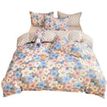 pastel brown flowers pattern and checkerboard print aesthetic bedding set roomtery