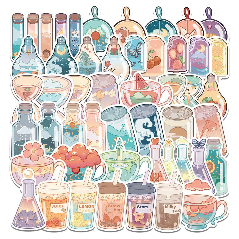 pastel kawaii flasks aesthetic sticker pack roomtery