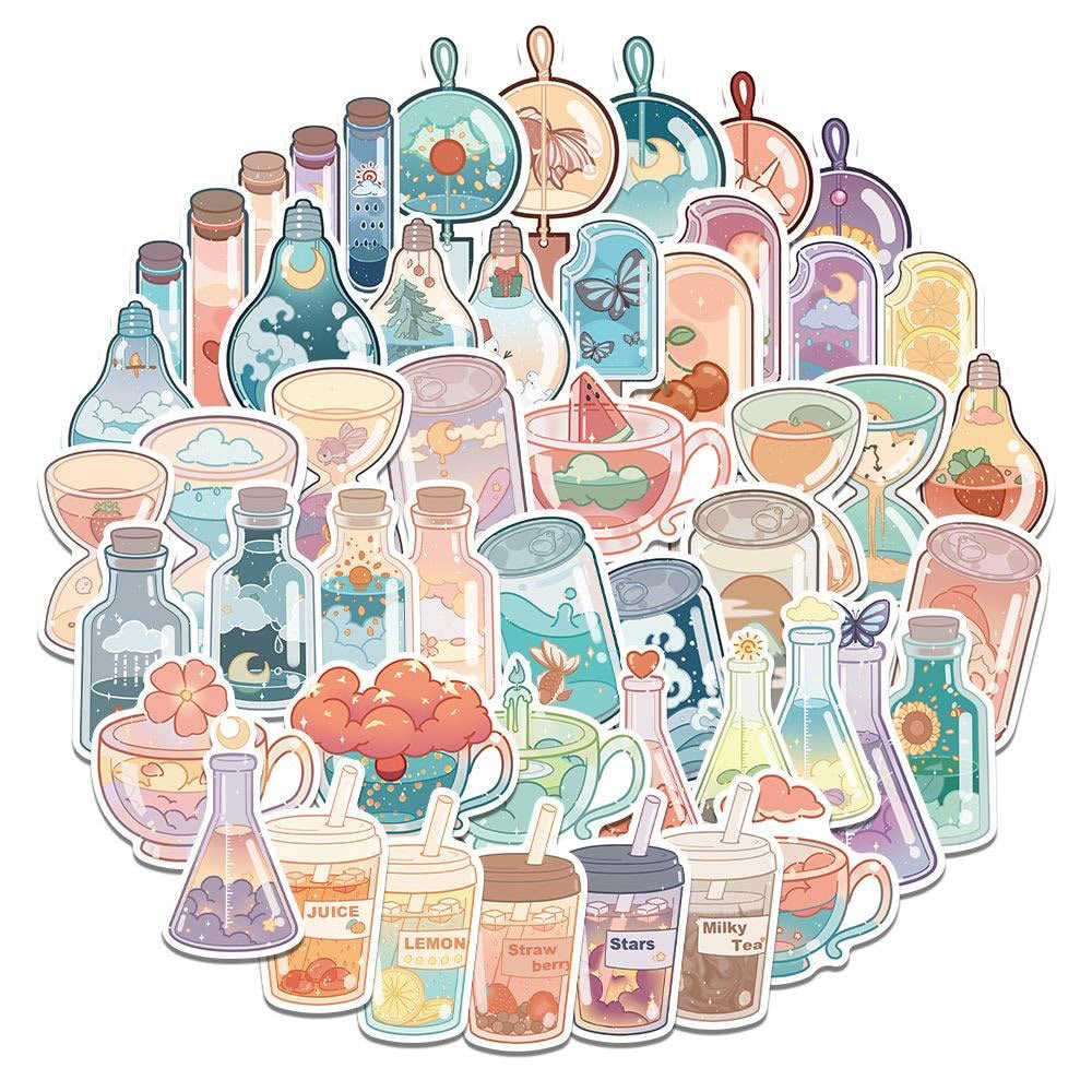 pastel kawaii flasks aesthetic sticker pack roomtery