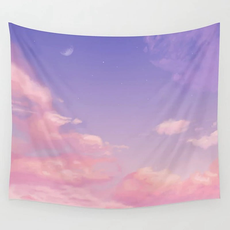 pastel pink clouds wall tapestry aesthetic room roomtery