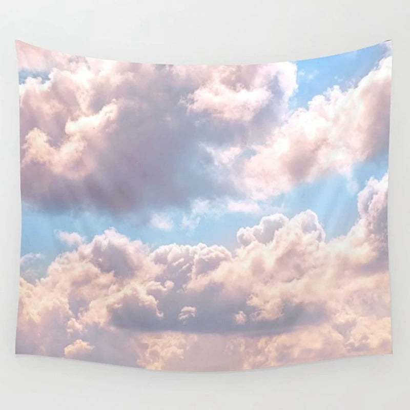 pastel pink clouds wall tapestry aesthetic room roomtery