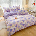 pastel purple hearts pattern aesthetic bedding set roomtery