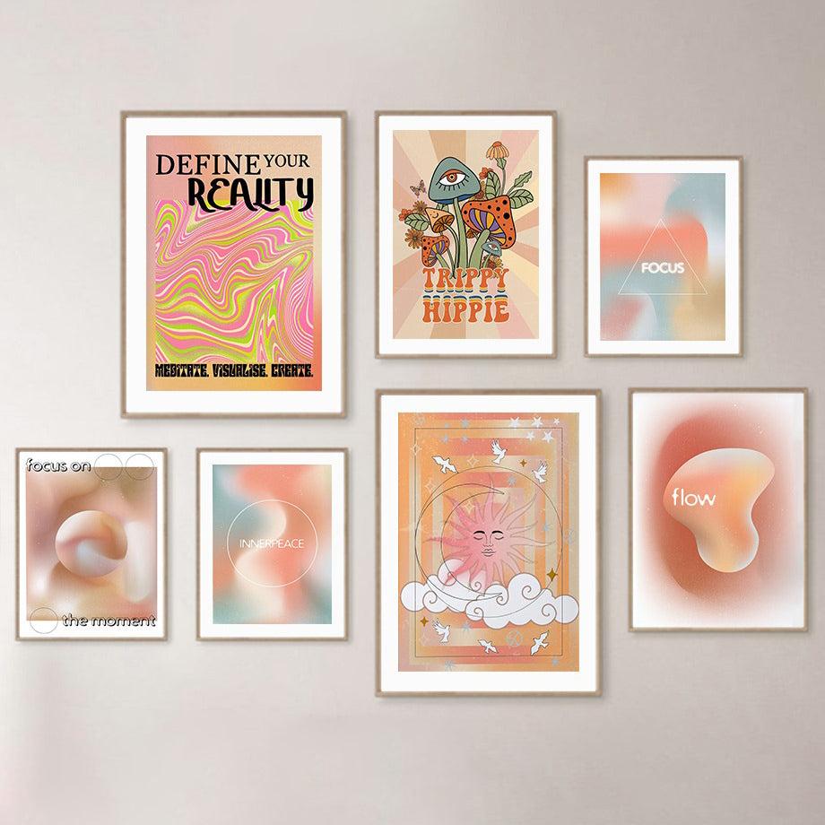 vintage pastel gradient canvas wall art aesthetic posters roomtery