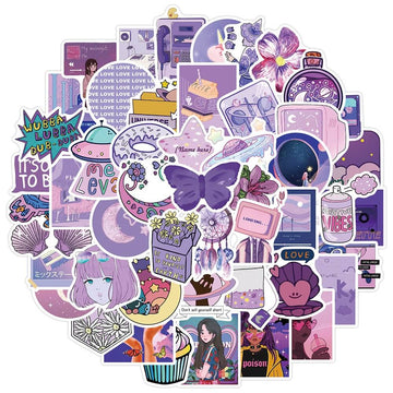 pastel violet color themed aesthetic sticker pack roomtery