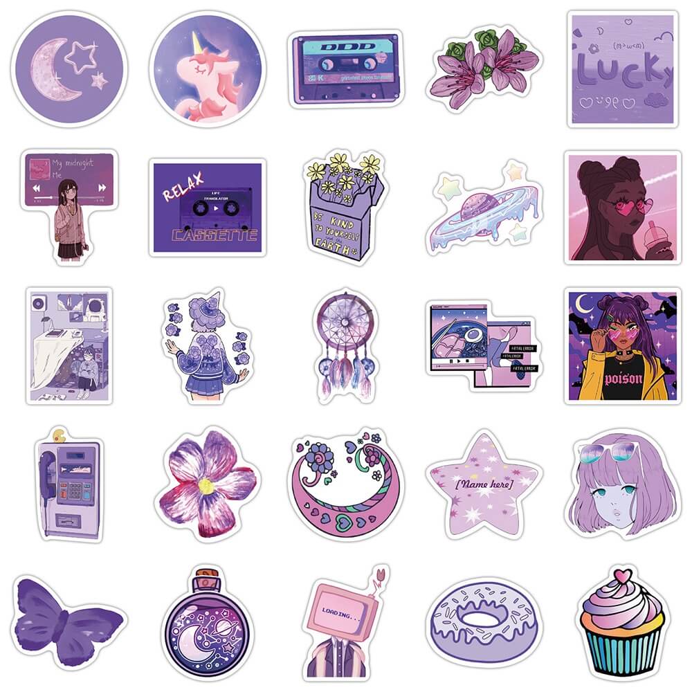 Violet Aesthetic Pastel Sticker Pack - Shop Online on roomtery