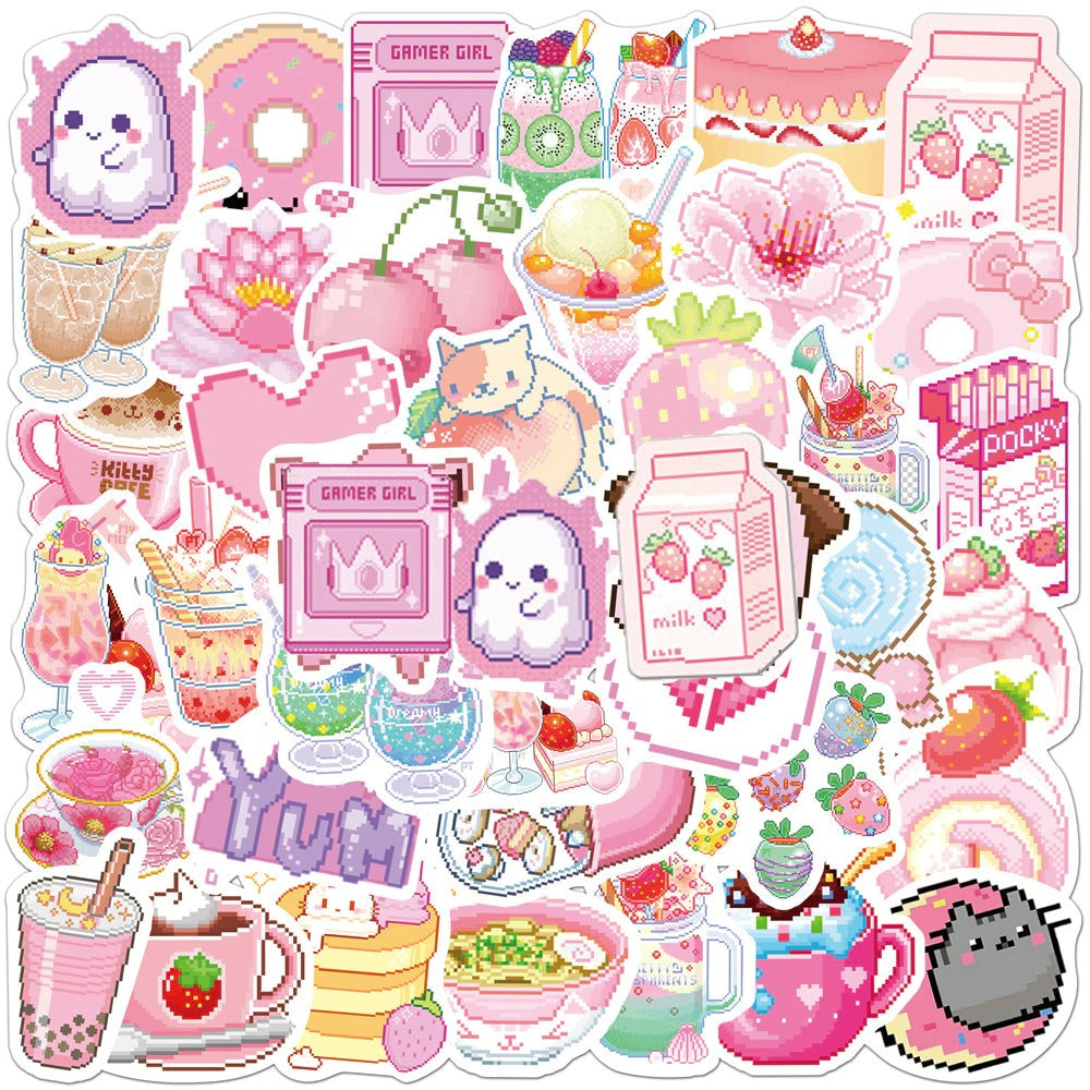 nyan pixeled pink sticker pack roomtery