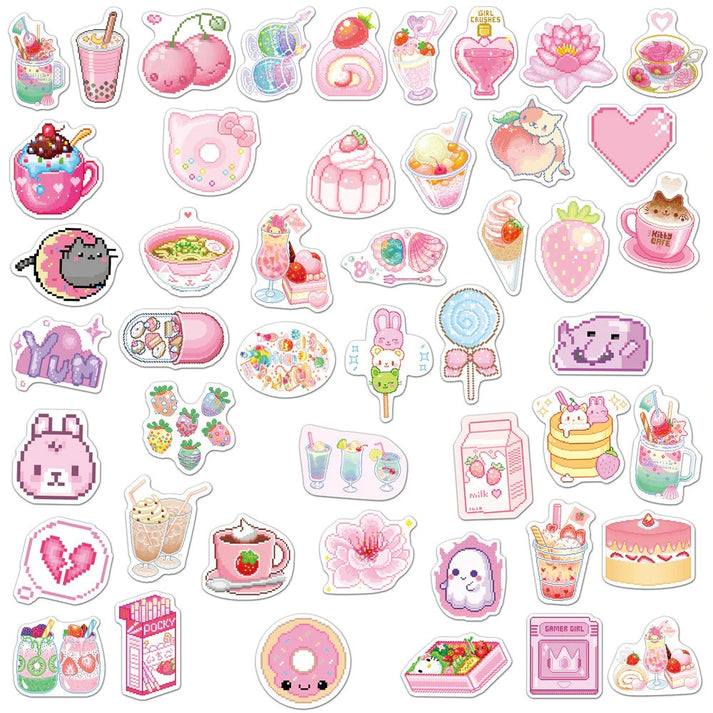 Pink Pixeled Sticker Pack | aesthetic stickers | roomtery