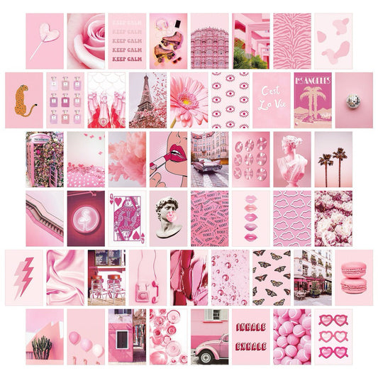 Pink Paris Wall Collage Cards - Shop Online on roomtery