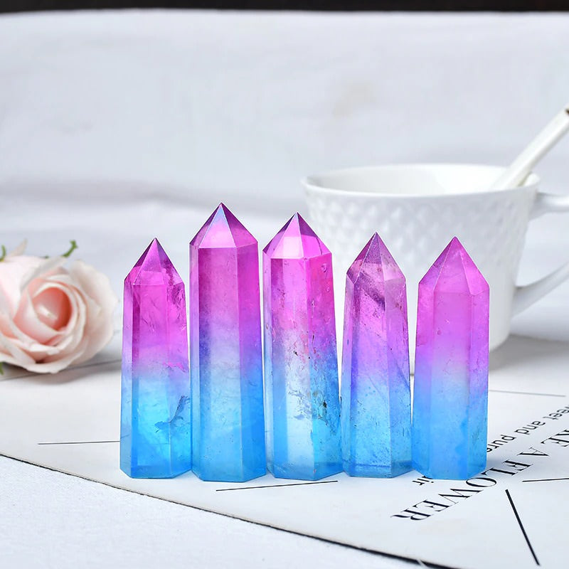 Pink and Blue Quartz Tower Crystal