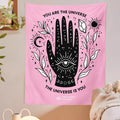 Pink Sun Moon Tapestry Magic hand Wall Hanging Tarot Bohemian universe Decoration Home Hippie Mattress Girls Dorm Room Decor aesthetic tapestry