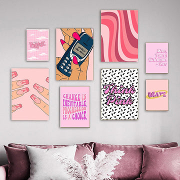 pink soft girl aesthetic canvas wall art print roomtery