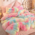 tai dai fluffy soft plush bedding set faux fur duvet cover soft girl aesthetic bedding