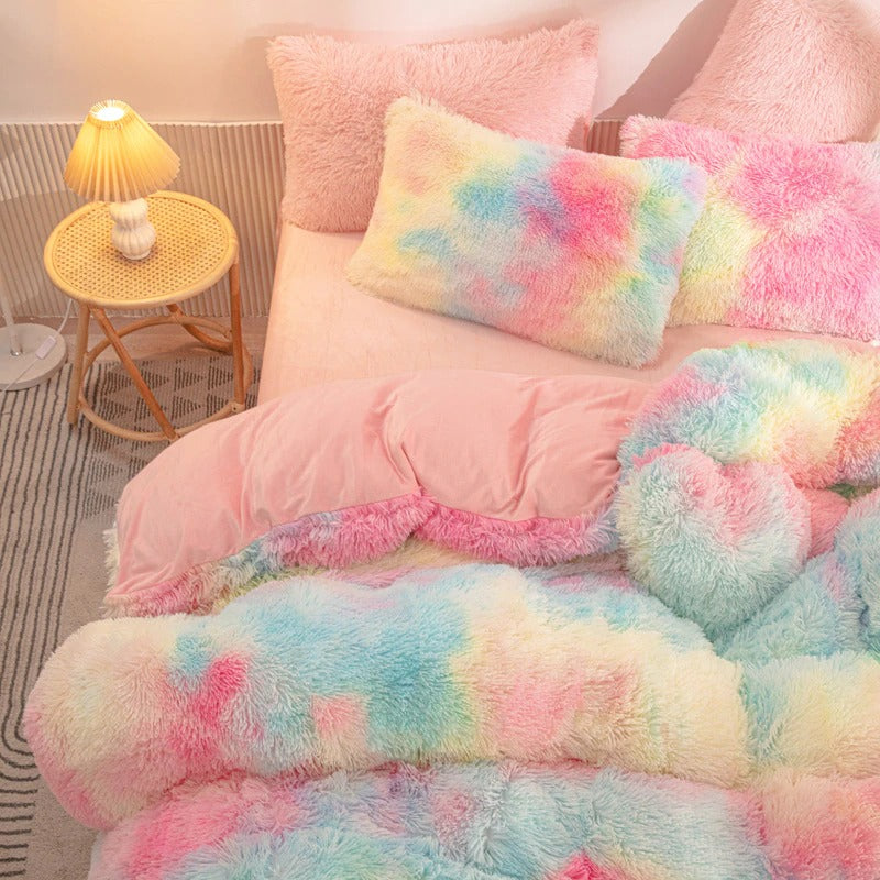 Pink fluffy blanket online set