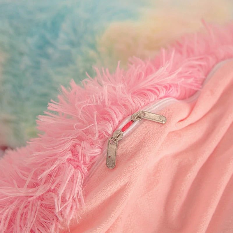 tai dai fluffy soft plush bedding set faux fur duvet cover soft girl aesthetic bedding
