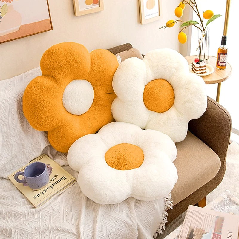 plush furry daisy flower shaped decorative pillow throw cushion roomtery decor